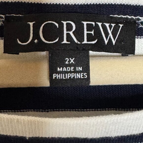 NWOT JCREW MARINER BOATNECK T-SHIRT WOMAN'S SZ 2X PLUS NAVY IVORY STRIPE - Picture 7 of 9